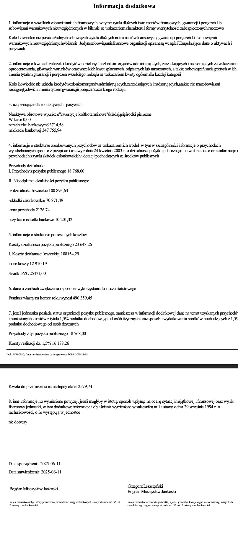 Informacja dodatkowa